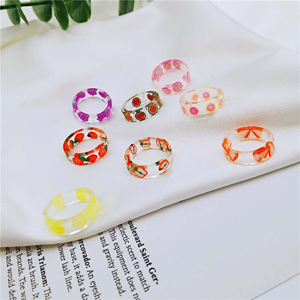Nhẫn Đeo Tay Nhựa Trong Suốt Taylor1 Họa Tiết Trái Cây Đáng Yêu