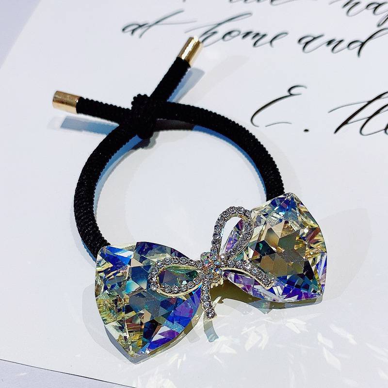 Dây buộc tóc hình nơ đính pha lê xinh xắn thời trang cho nữ