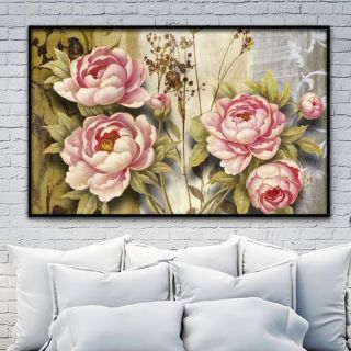 Tranh in canvas hoa mẫu đơn 50x70 hoặc 60x90 giá bao gồm khung