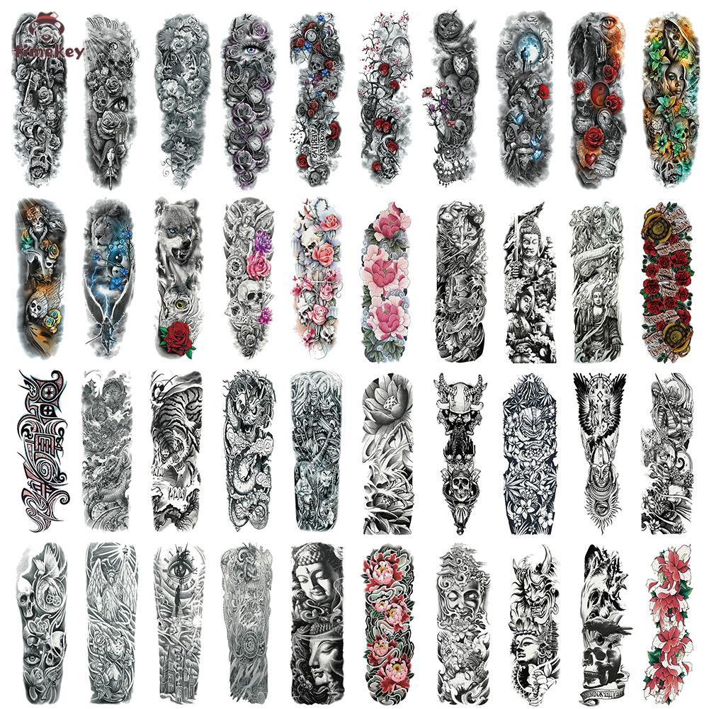 Hình xăm dán tạm thời toàn bộ cánh tay / cơ thể chống nước lâu trôi cá tính cho nam và nữ