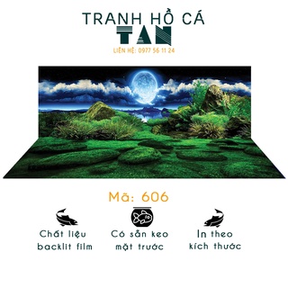 Bộ tranh 3D dán bể cá full bể 4 mặt 80x40x50cm - Tranh dán hồ cá có keo sẵn bóng đẹp bền màu nhiều mẫu