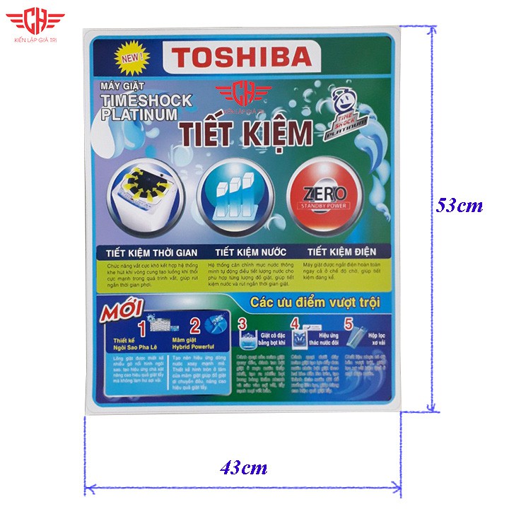 miếng dán máy giặt Tem dán máy giặt toshiba. mẫu 1( tặng keo dán)