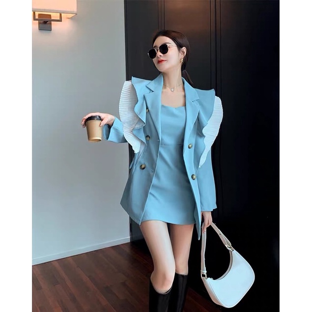 Khoác vest xanh biển dự tiệc dún tạo điểm nhấn hàng Quảng Châu | BigBuy360 - bigbuy360.vn