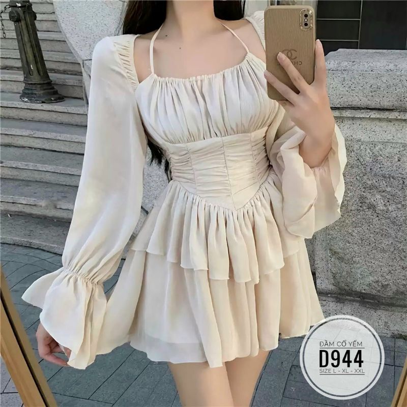 ĐẦM BIGSIZE TAY DÀI CỔ YẾM