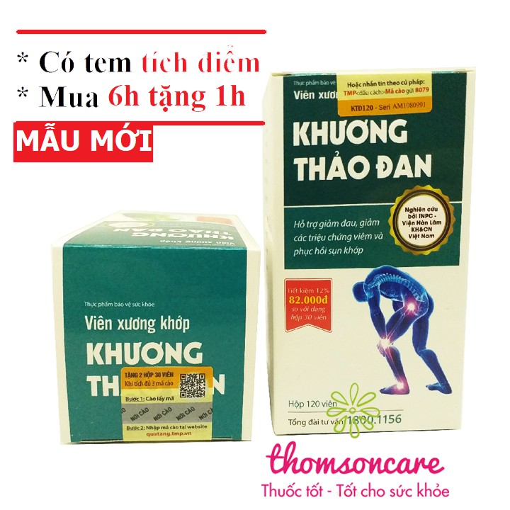 Khương Thảo Đan Mẫu mới Lọ 120 viên - tốt cho xương khớp từ thảo dược - Mua 6 tặng 1 bằng tem tích điểm