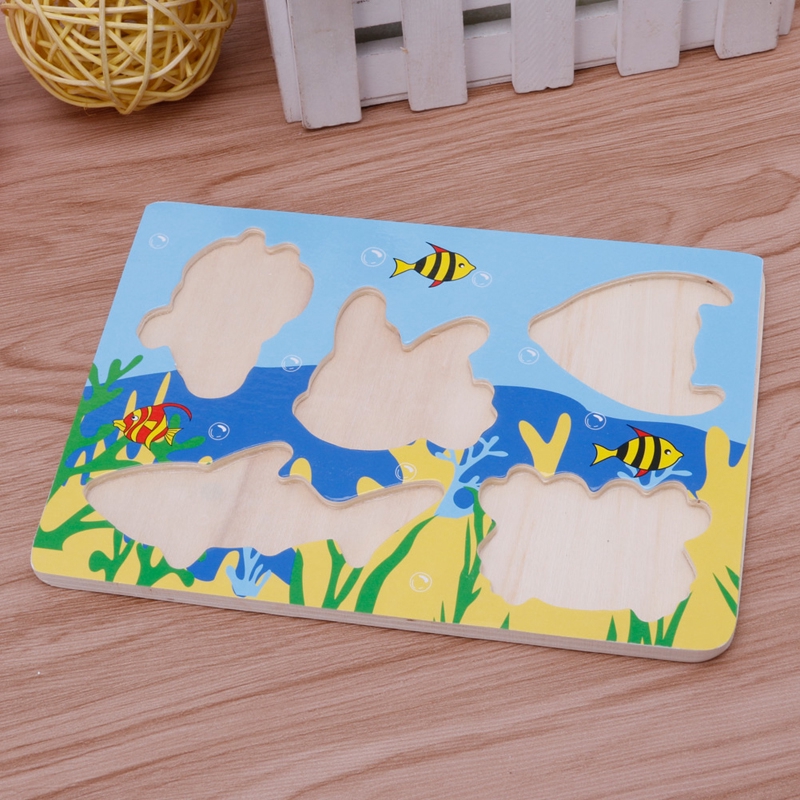 ℜ-ℜ Baby Wooden Magnetic Fishing Game Board 3D Jigsaw Puzzle Children Education
