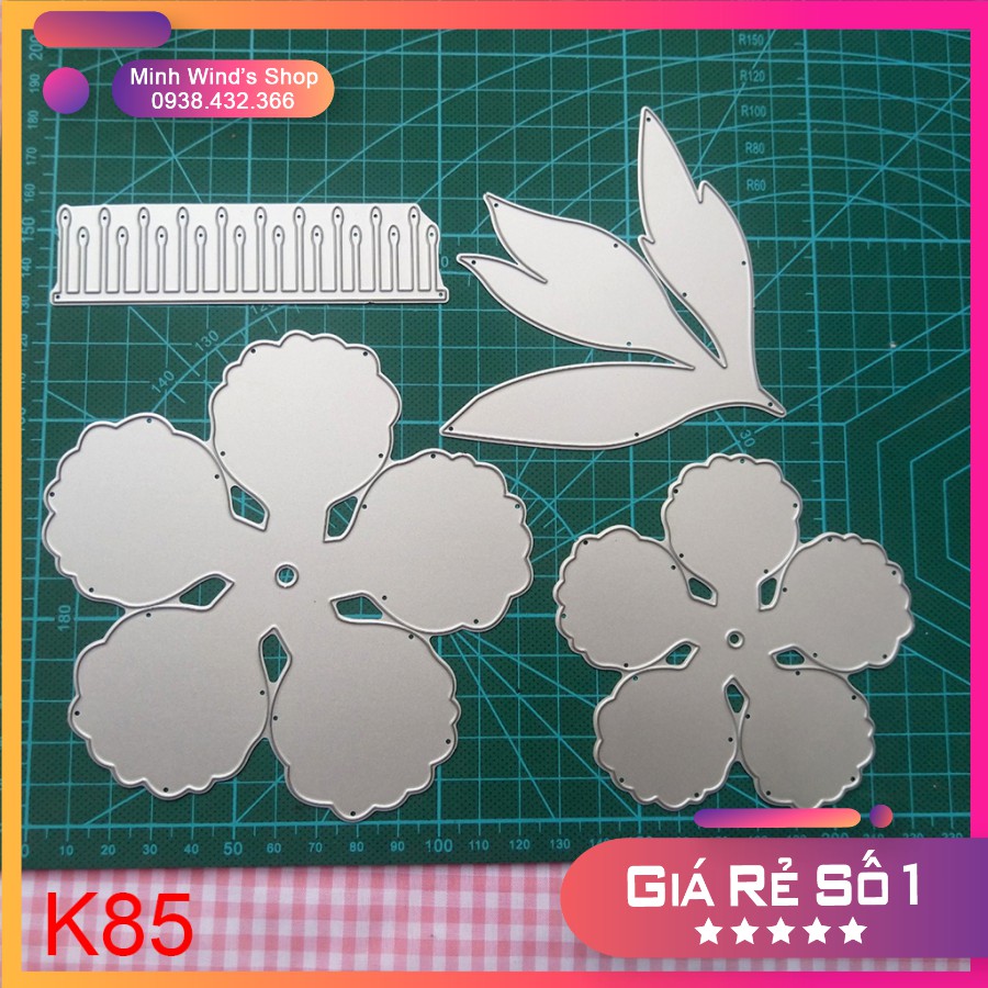 K85 - Khuôn Kim Loại Cắt Hoa Mẫu Đơn 2 Size To Nhỏ