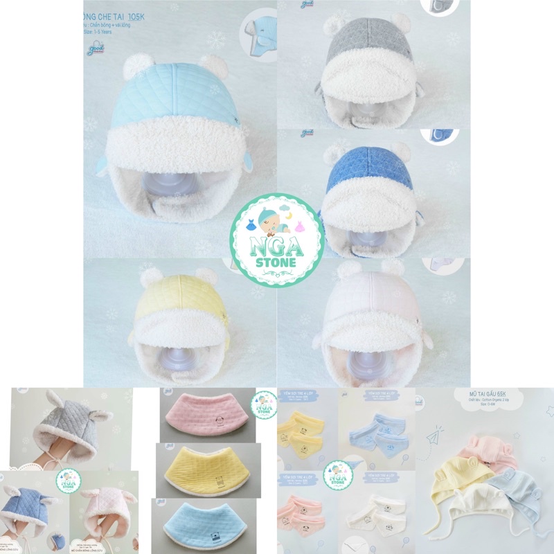 Mũ Lông Che Tai - Mũ Chần Bông - Mũ Gấu  Chính Hãng Goodmama Cho Bé