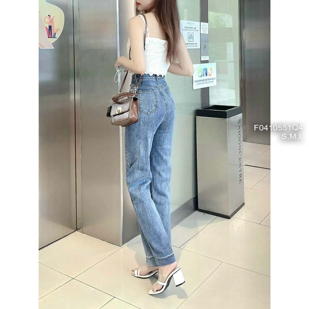 Quần jean dài ống suông đứng lưng cao hàng đẹp tôn dáng!