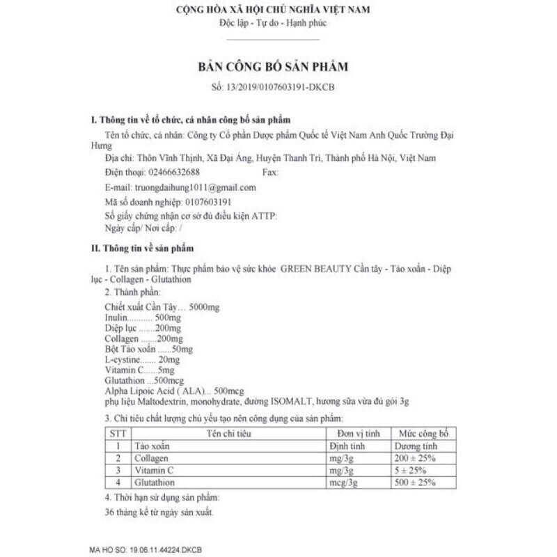 Cần Tây Lá Nếp Green beauty chính hãng