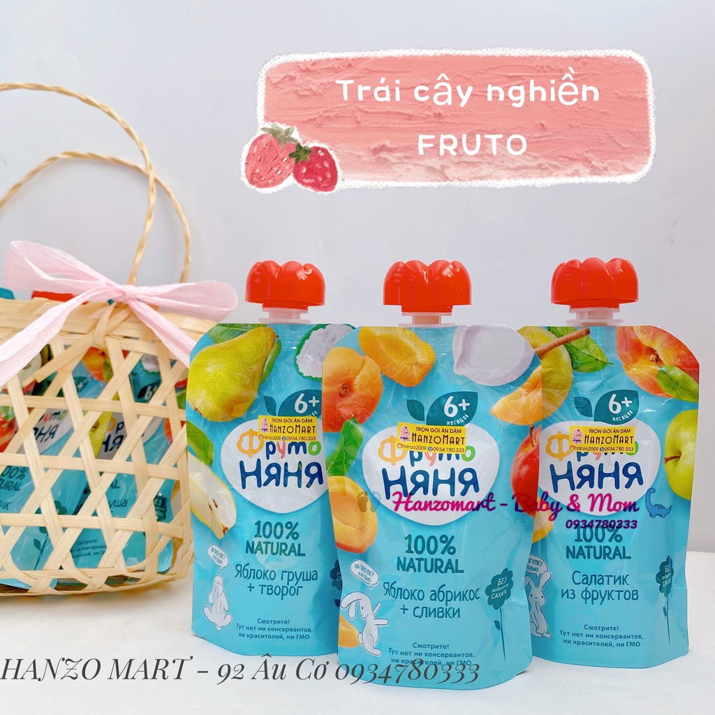 Hoa quả nghiền Fruto Nga 90g, trái cây nghiền cho bé ăn dặm 6 tháng - Date 2/2023 - Hanzomart