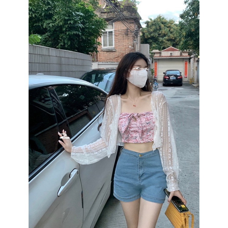 Áo Khoác Ren 35-80kg Aimeehouse Tay Dài Phối Ren Lưới Mỏng áo cardigan Thời Trang Quảng Châu