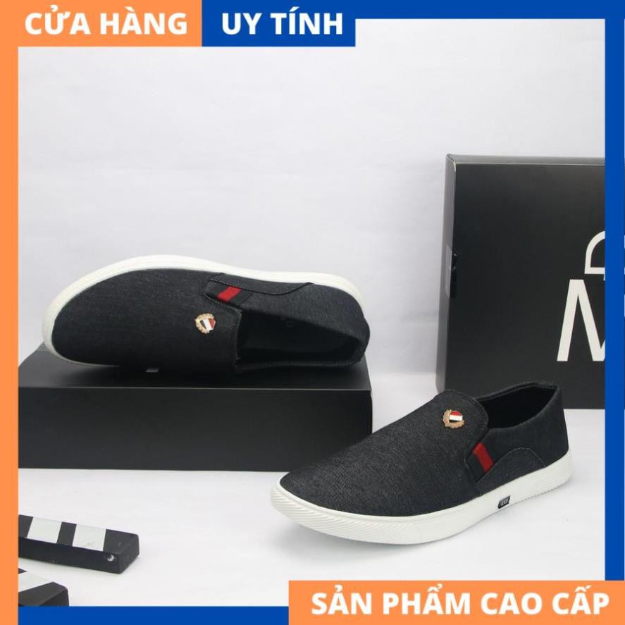 Giày lười vải nam thân đen đế trắng VP361 GấuNâu [HÀNG CAO CẤP] | BigBuy360 - bigbuy360.vn