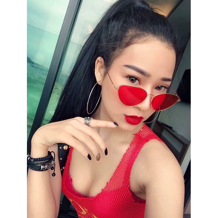 Mắt Kính Thời Trang Mắt Mèo M92 Gọng Kim Loại Hương Tràm Gọng Xếch Hot Trend - Hazo