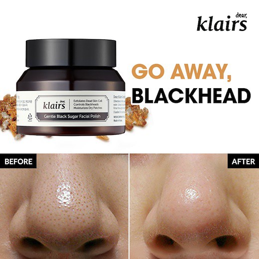 Tẩy Tế Bào Chết Đường Đen Klairs Giảm Mụn Đầu Đen, Se Khít Lỗ Chân Lông Klairs Gentle Black Sugar Facial Polish 110g