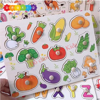 Đồ chơi bảng ghép gỗ có núm to 20x30 cm - chủ đề rau củ chọn mẫu chat shop