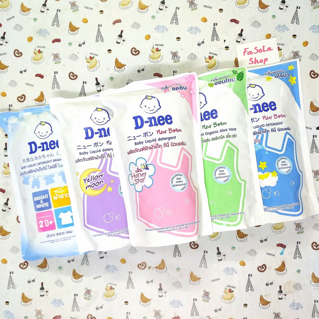 Nước giặt quần áo trẻ sơ sinh DNEE NEW BORN d-nee túi 600ml Thái Lan 🇹🇭 hồng tím xanh lá trắng liqiud detergent dni