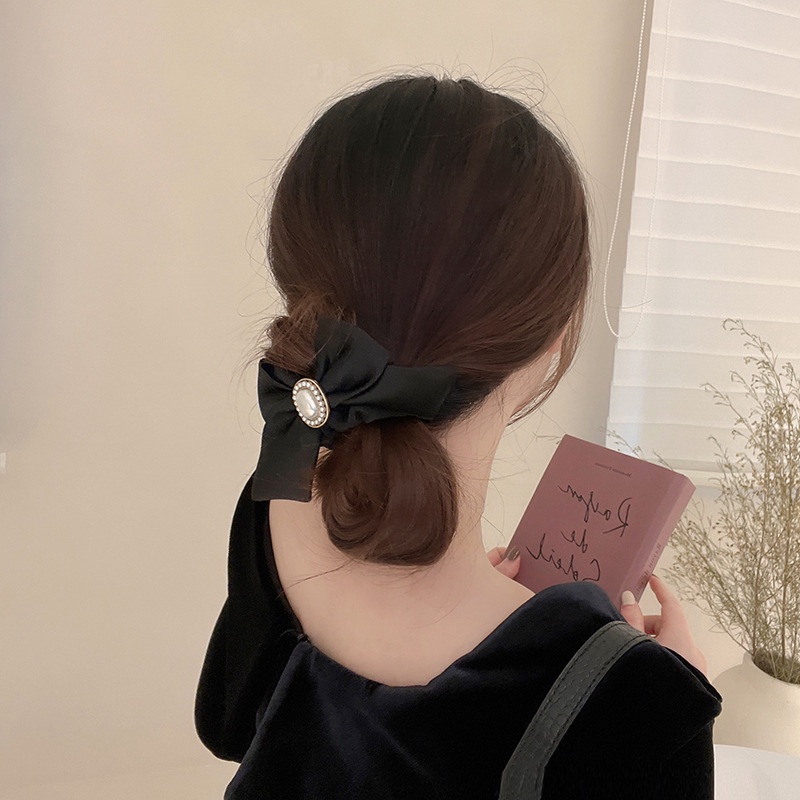 Dây Cột Tóc Cao Su Co Giãn Đính Hạt Ngọc Trai Phong Cách Vintage