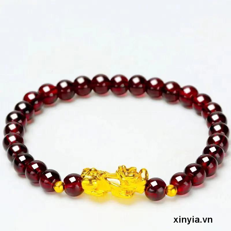 Vòng tay tì hưu phong thủy - hút tài lộc may mắn Chuỗi Hạt Đá Obsidian Mạ Vàng May Mắn Làm