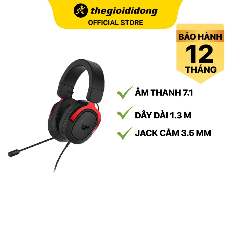 Tai nghe Gaming Chụp tai Asus TUF H3 Đen Đỏ - Chính hãng BH 12 tháng