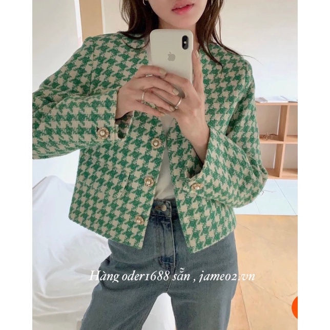 Áo khoác dạ kẻ mùa đông - Áo khoác thời trang độc lạ - Áo tweed tiểu thư siêu xinh , tôn dáng , lịch sự