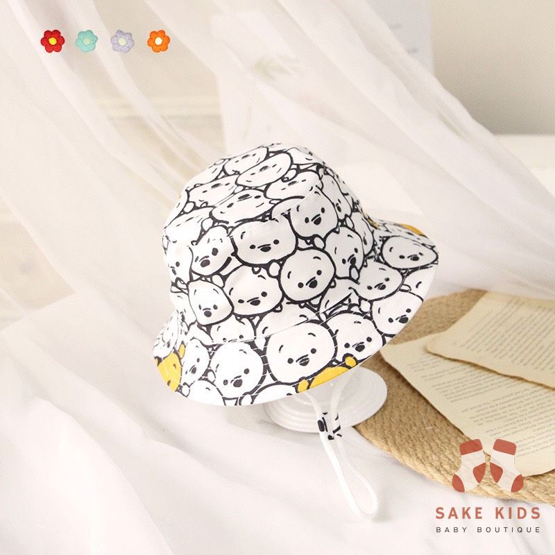 Mũ vành tròn bucket cho bé trai bé gái hình Mickey Gấu chất đẹp phong cách Hàn Quốc cho bé từ 0-4 tuổi mới nhất