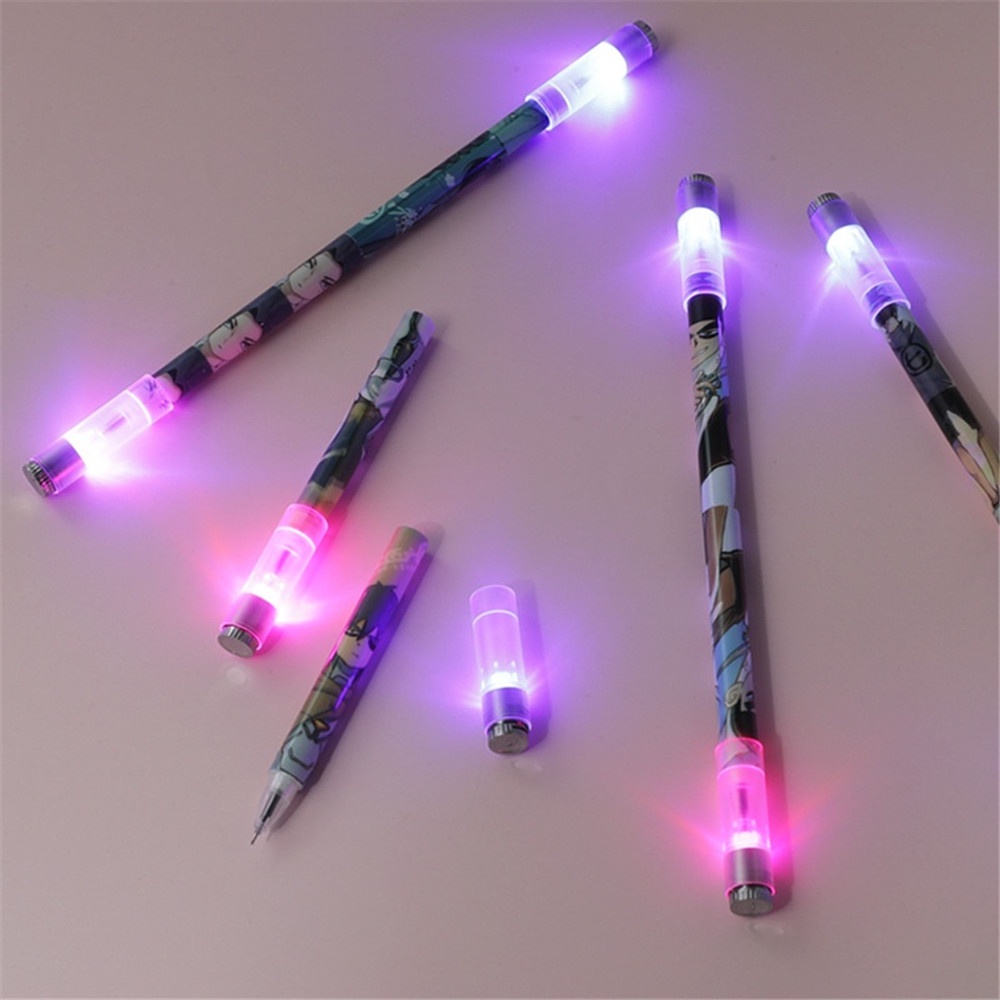 1 Bút Gel Xoay Gắn Đèn LED Hoạt Hình Đáng Yêu Dành Cho Học Sinh/Văn Phòng