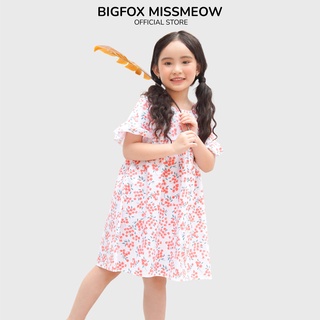 Váy bé gái Bigfox Miss Meow mùa hè dáng baby doll tay chuông vải thô lụa mềm hoa nhí size 3-11 tuổi