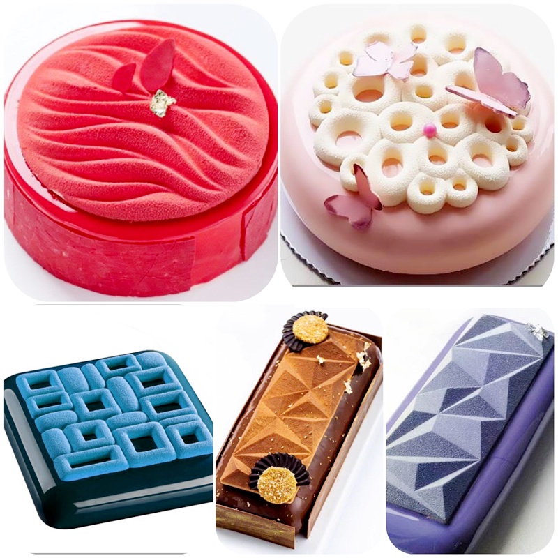 Khuôn Silicone Làm Bánh Mousse Hình Tròn / Chữ Nhật / Núi Kim Cương