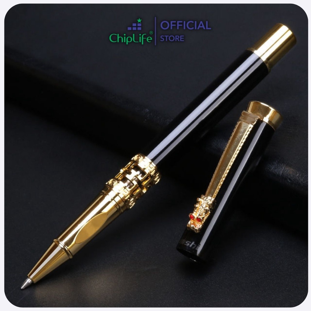 Bút ký kim loại nắp đầu rồng viền chữ thập CHIPLIFE RP01 khắc tên - Ngòi bút 0.5mm mực gel màu xanh