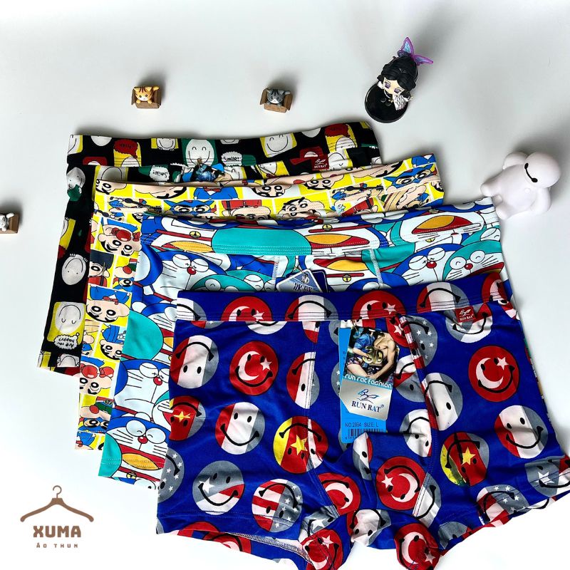 [ Ảnh tự chụp ] Combo 4 quần sịp quần lót nam đùi full viền thun lạnh co giãn 4 chiều xuma hàng hiệu