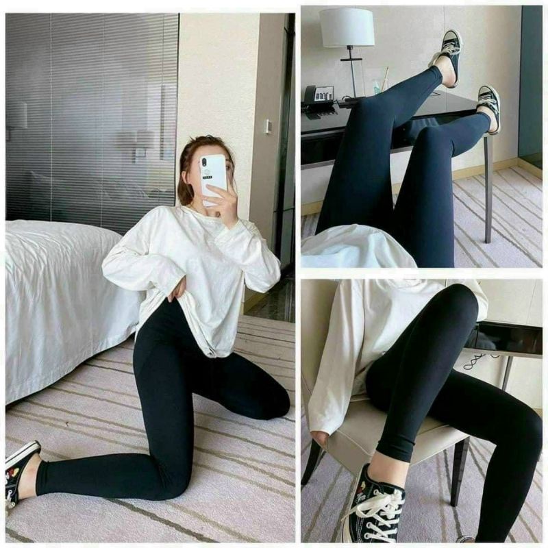 Quần Legging Nữ Cạp Cao Chất Umi Hàn Co Giãn 4 Chiều Tôn Dáng