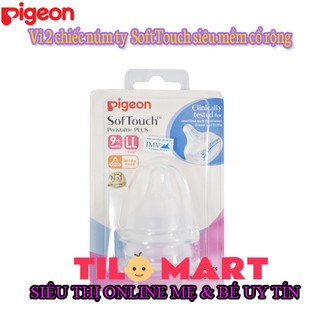[CHÍNH HÃNG] Vỉ 2 chiếc núm ty Pigeon SoftTouch siêu mềm cổ rộng