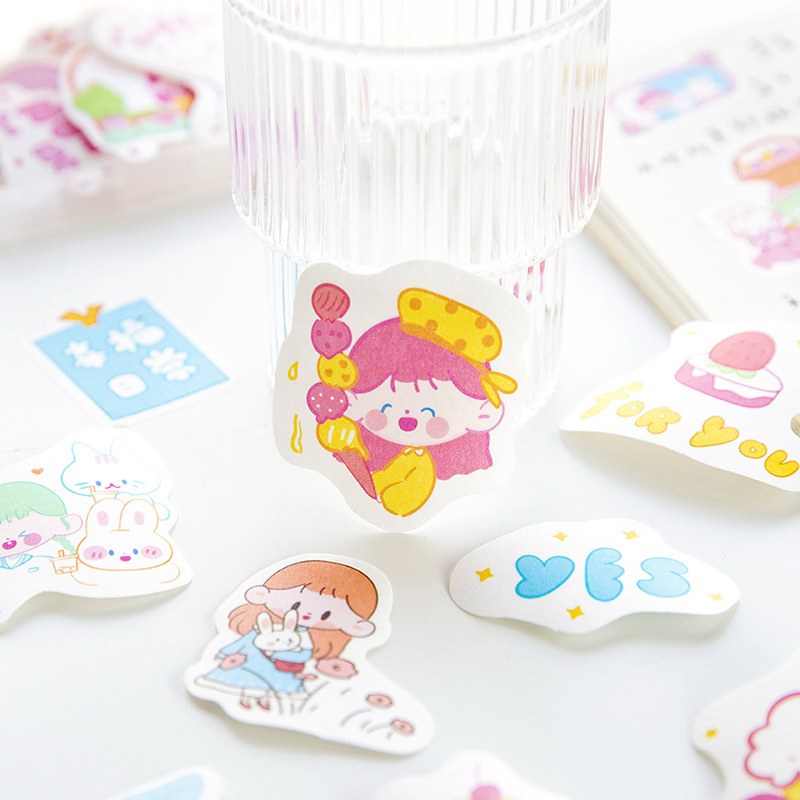 Bộ 40 Miếng Dán Trang Trí Hình Thỏ Dễ Thương