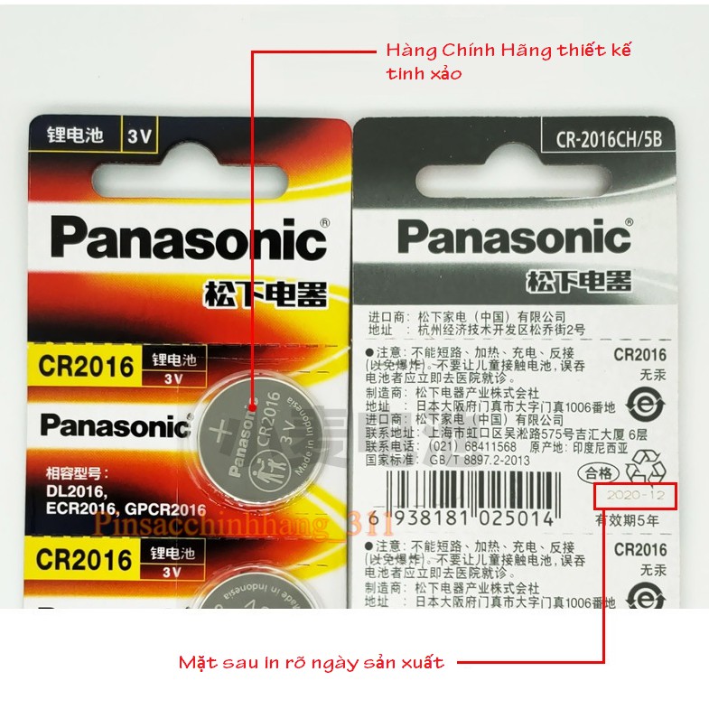 Pin cúc áo, pin nút áo Panasonic CR2025, CR2032, CR2016, CR1632, CR1220, CR1620, CR1616 3V Lithium Made in Indonesia