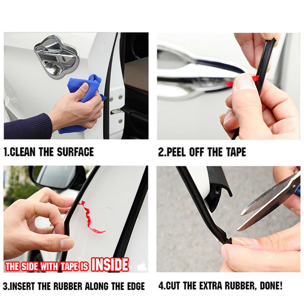 Cuộn Dây Cao Su Đen Hình Chữ U 5M Dán Bảo Vệ Cạnh Cửa Xe Hơi