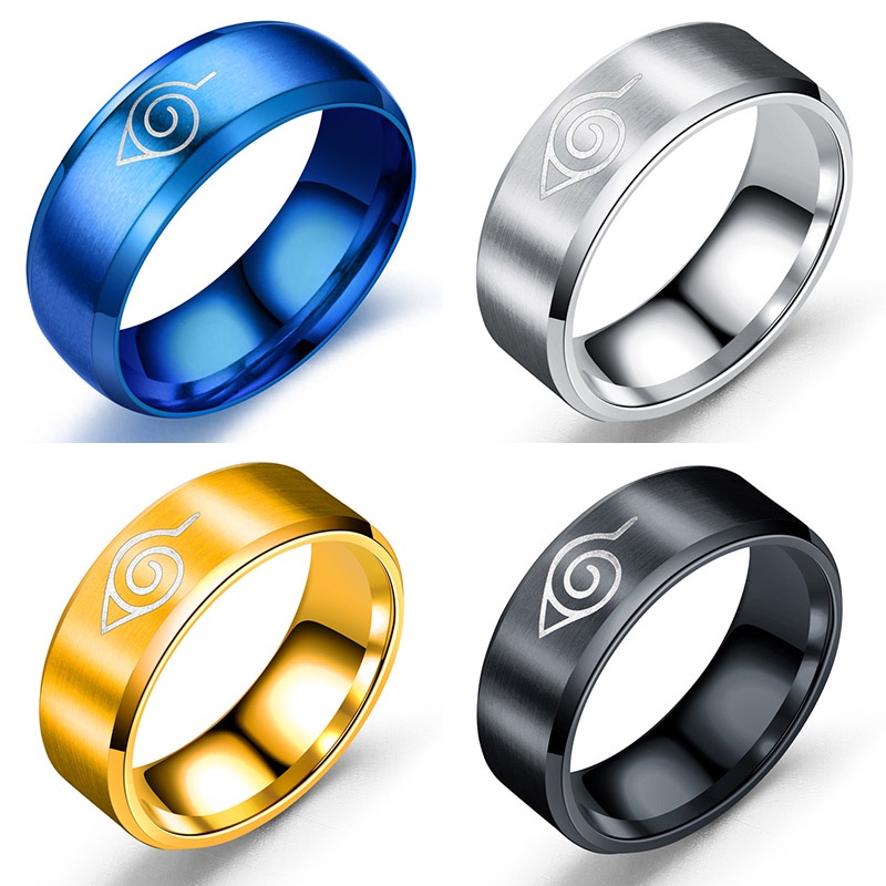 Nhẫn Thép Không Gỉ Hình cincin naruto cincin perkahwinan cincin wanita Daniel lelaki cincin perkahwinan sasuke itachi kakashi ninja