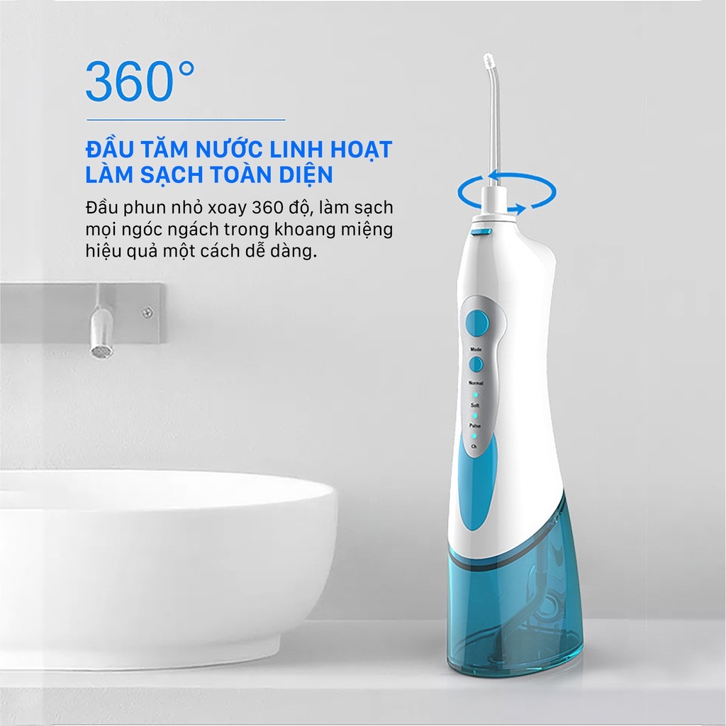 Máy Tăm Nước Cầm Tay Không Dây Chính Hãng Bảo Hành 12 Tháng TJ Youme Irrigator RLI501 - Bộ Tăm Nước Vệ Sinh Răng Miệng