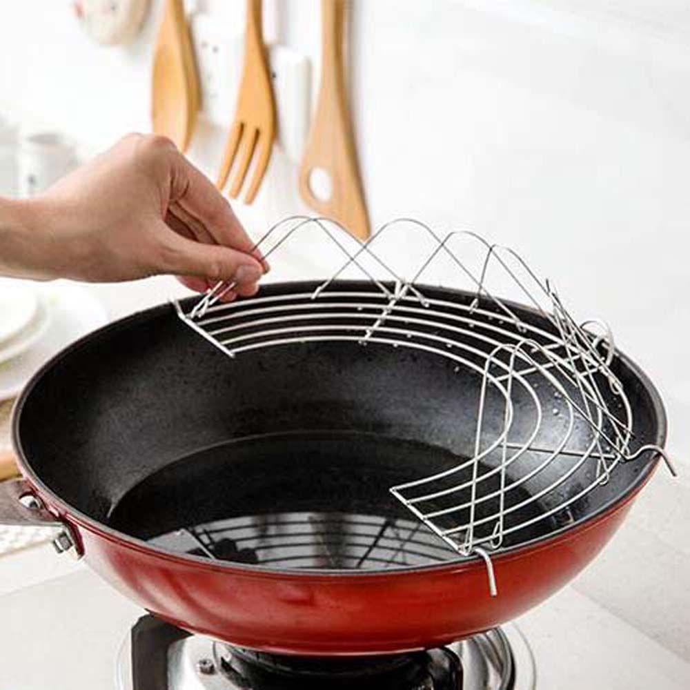 Giá Đỡ Chảo Chiên Ráo Dầu Hình Bán Nguyệt Chịu Nhiệt Bền Bỉ