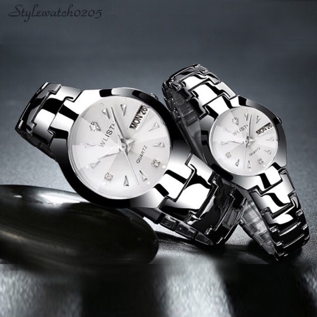 Đồng hồ cặp nam nữ WLISTH chính hãng dây inox cao cấp - Giá 1 cái