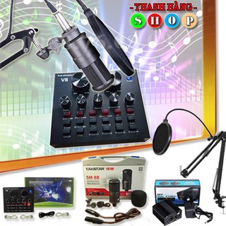 Trọn Bộ Combo Mic thu âm SM8B + Soundcard V8 - Míc Live stream