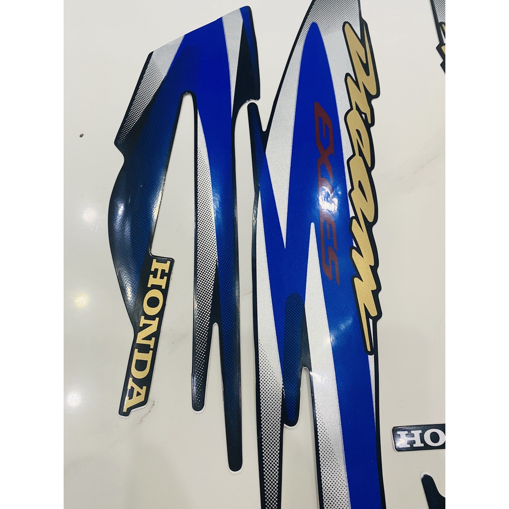 Nguyên bộ tem rời 3 lớp zin thái dán xe máy Honda Dream lùn 99 màu xanh