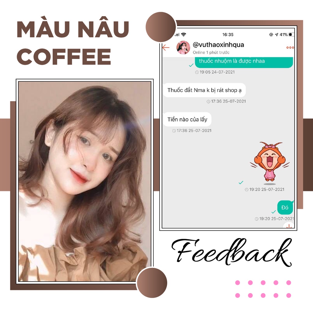 Thuốc Nhuộm Tóc Màu NÂU COFFEE | NÂU CAFE - Lên Từ Nền Đen - Minzihair