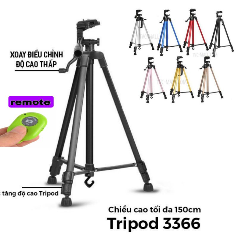 Chân máy ảnh tripod 3366 cho điện thoại có remote