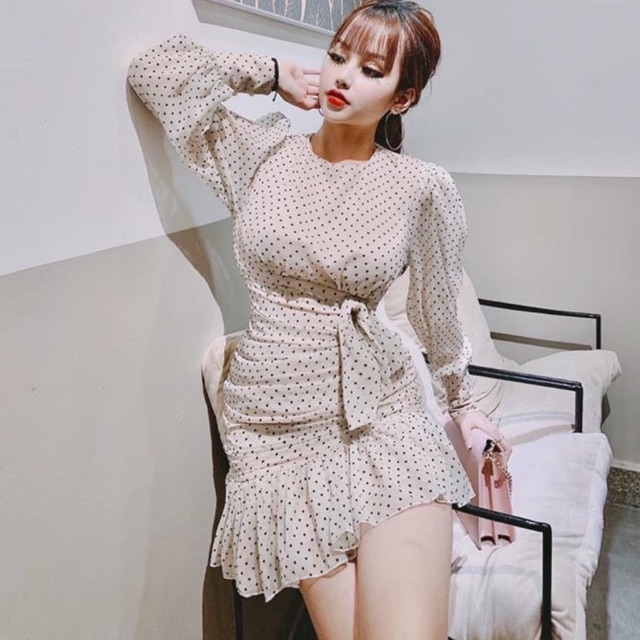 (Có kèm hình thật ) đầm chấm bi nhúng