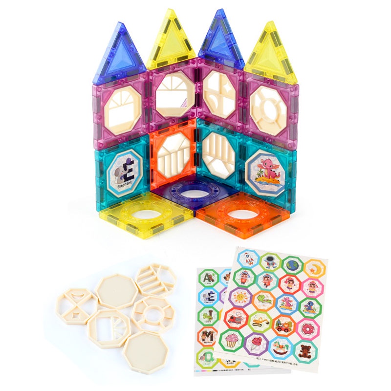 Bộ lắp ghép xếp hình hút nam châm 3D có đèn sáng 54 và 111 chi tiết , đồ chơi phát triển trí tuệ cho bé
