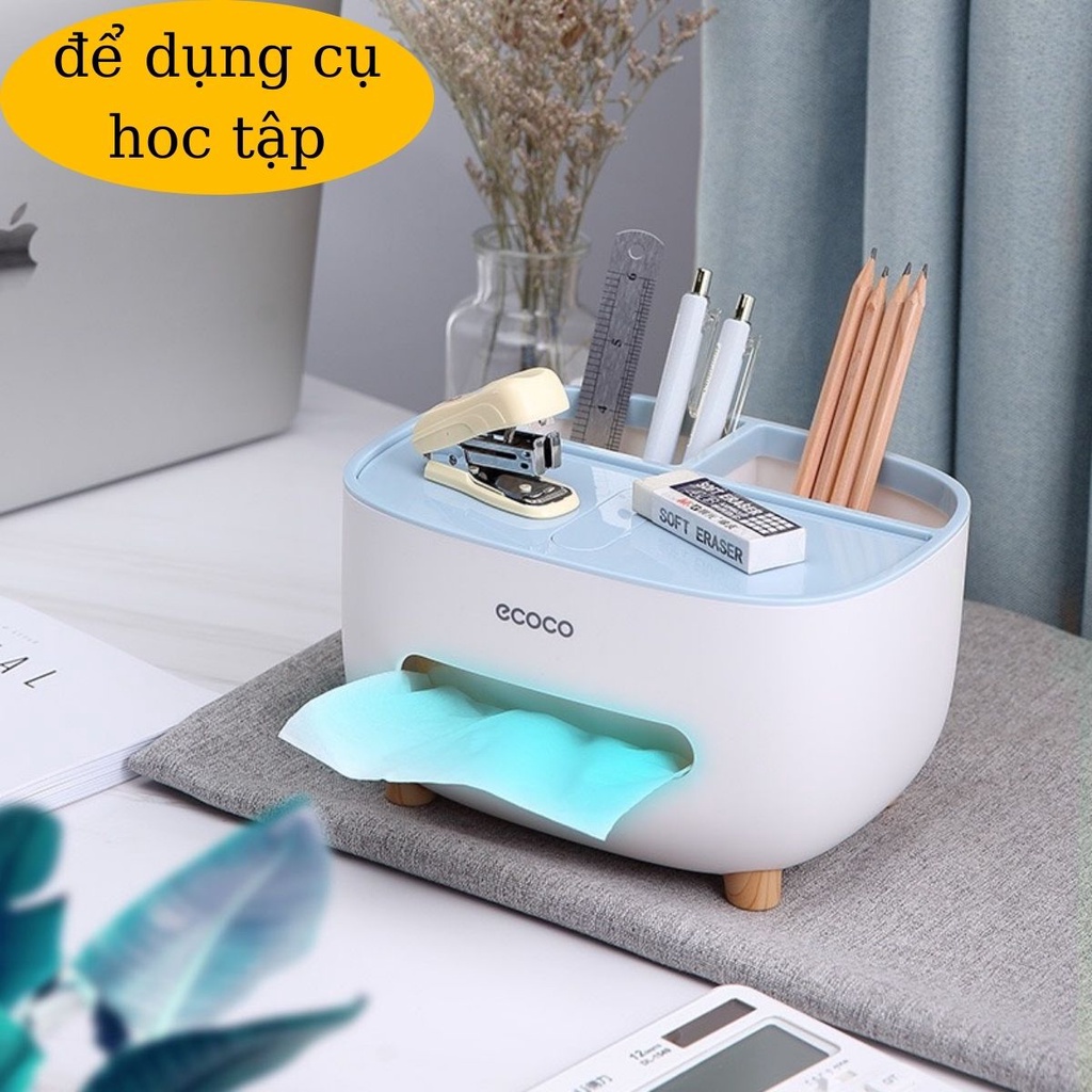 Hộp Đựng Giấy Ăn Ecoco Để Bàn Khay Đựng Điều Khiển Ngăn Nắp Gọn Gàng