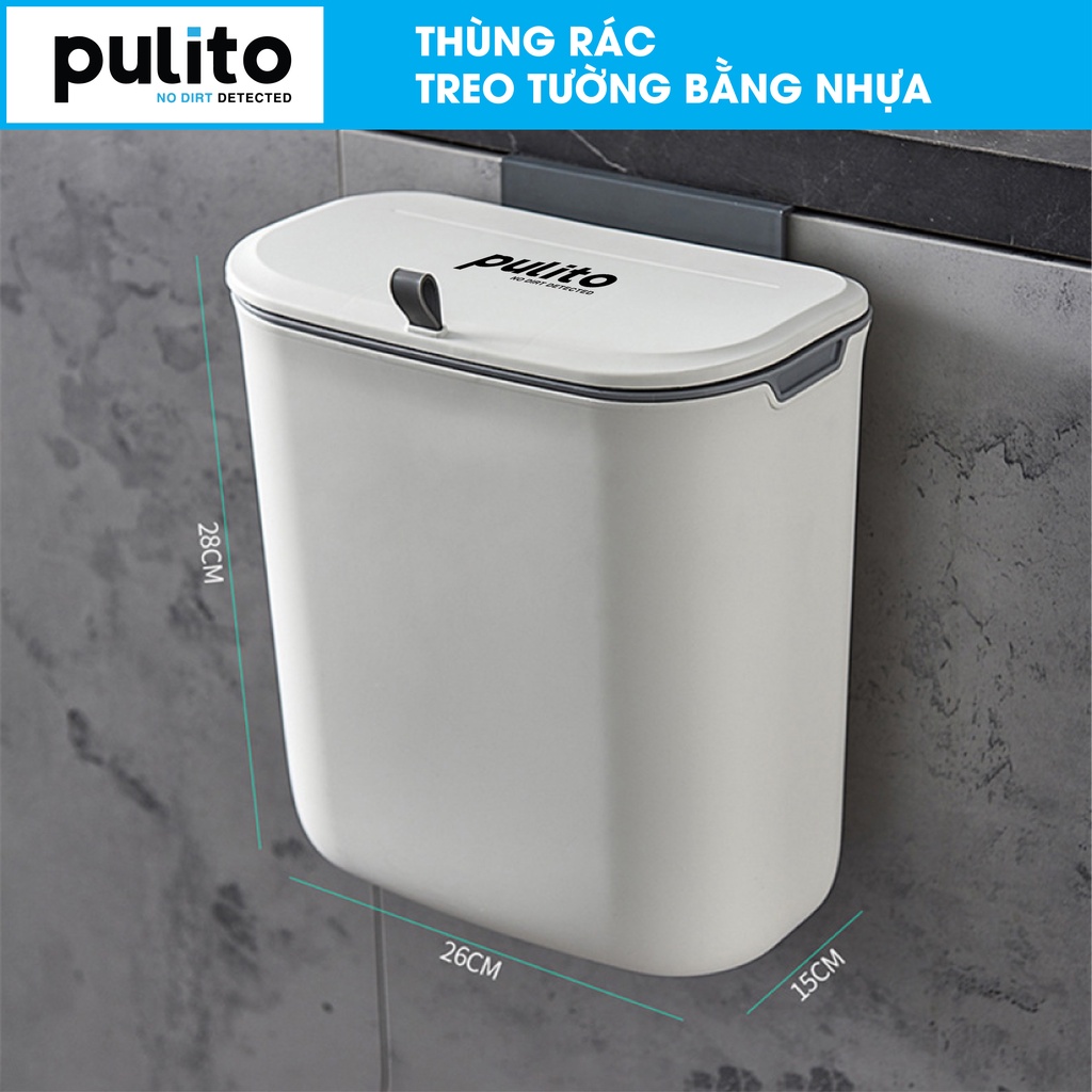 Thùng rác treo tủ bếp thông minh có nắp đậy, thùng rác đa năng dán tường Pulito TC-01