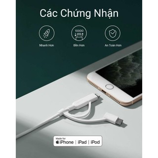 Cáp 3 đầu Lightning Type C Micro 0.9m Anker A8436