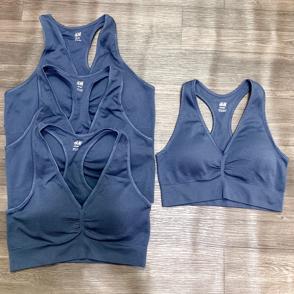 Áo Bra Tập Gym Yoga Nữ Xuất Xịn HM Cao Cấp Cổ V Chất Dệt Kim Co Giãn Tốt